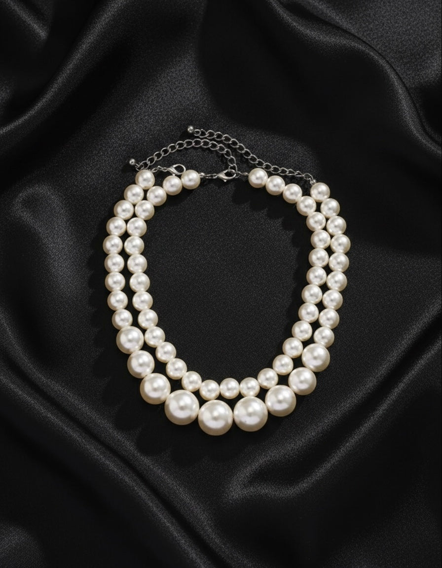 2 Pieces Pearl Beaded Necklace