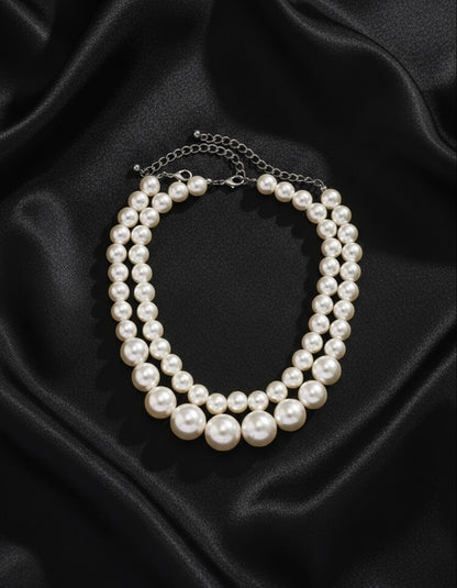 2 Pieces Pearl Beaded Necklace