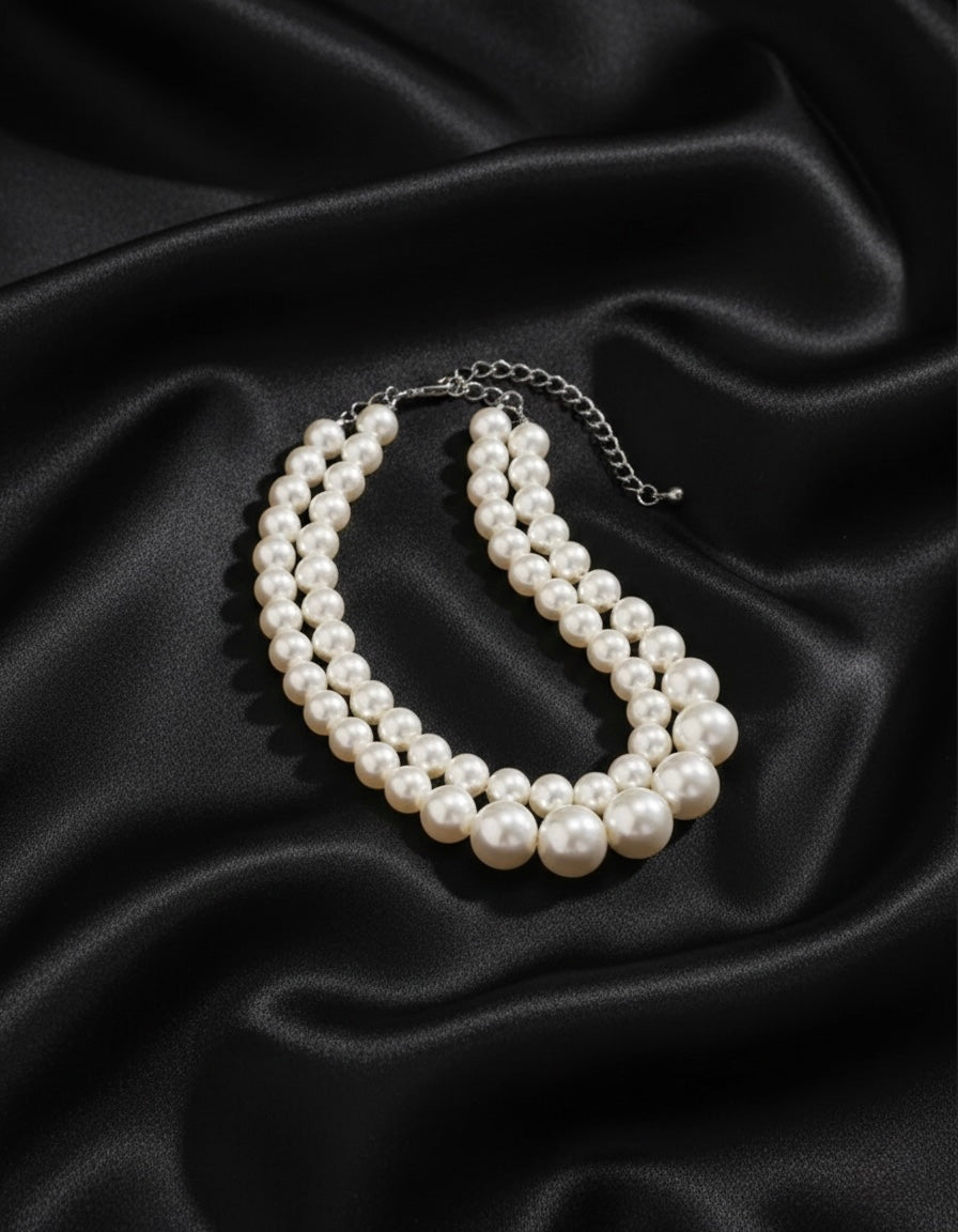 2 Pieces Pearl Beaded Necklace
